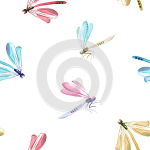 Watercolor dragonfly pattern