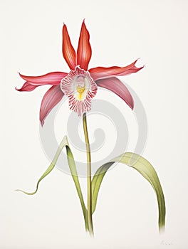 Watercolor Drawing of Caladenia Melanema on White Background AI Generated