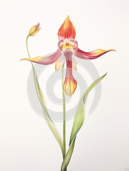 Watercolor Drawing of Caladenia Melanema on White Background AI Generated