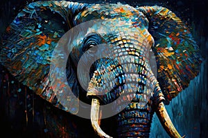 Watercolor drawing of an elephant. Created with generative AI technology. photo