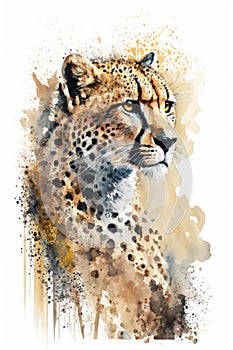 Watercolor drawing of a Leopard. Created with generative AI technology
