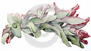 Watercolor Drawing of Welwitschia Mirabilis on White Background AI Generated