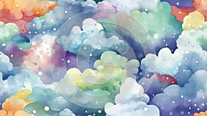 Watercolor Dreamy Clouds Pattern