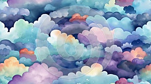 Watercolor Dreamy Clouds Pattern