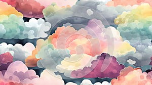 Watercolor Dreamy Clouds Pattern
