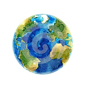 Watercolor Earth planet vector illustration