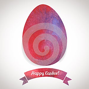 Watercolor Easter egg. Template for greeting card or invitation