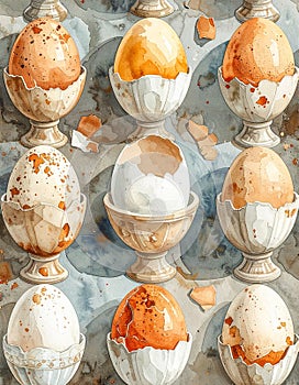 Watercolor Easter Eggs in Holders Pattern