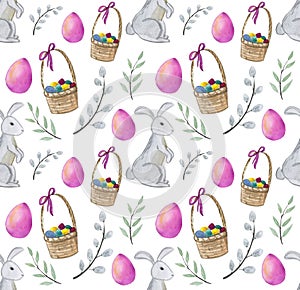 Watercolor Easter seamless pattern