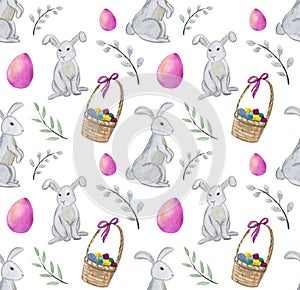 Watercolor Easter seamless pattern