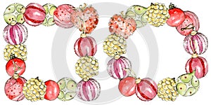 Watercolor elegant christmas set of frame and wearth from christmas balls. Decoration border for new years cards. Bright