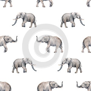 Watercolor elephant seamless pattern