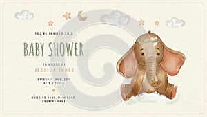 Watercolor elephants for nursery