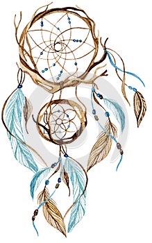 Watercolor ethnic dreamcatcher.