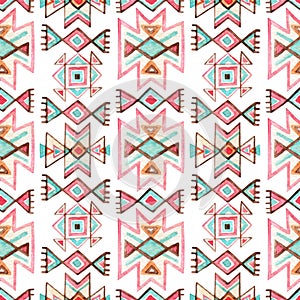 Watercolor ethnic seamless pattern.