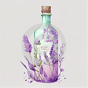 Watercolor fantasy bottle of lavander