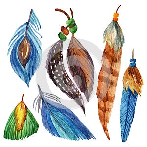 Watercolor feather set