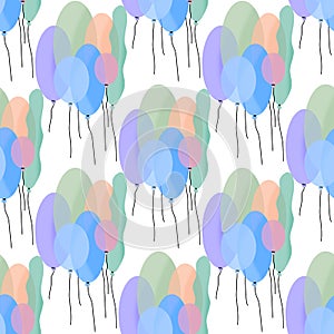Watercolor festive balloons seamless birthday cartoon pattern for wrapping and kids clothes print and fabrics