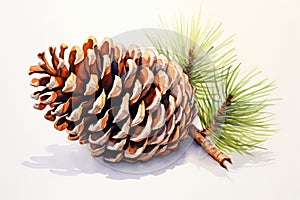 watercolor fir cone Watercolor pine cone Hand painted pine branch with cone