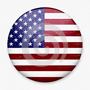 Watercolor Flag of America in the form of a round button