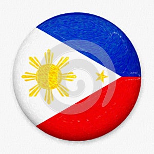 Watercolor Flag of Philippines in the form of a round button