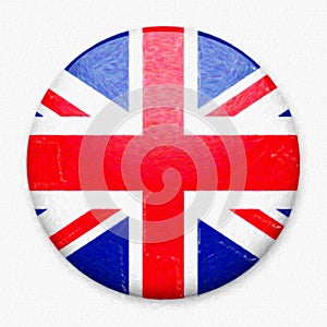 Watercolor Flag of UK in the form of a round button