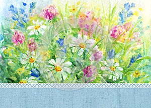 Watercolor floral background frame