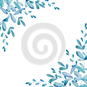 Watercolor floral background. Plants frame in vector.