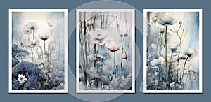 Watercolor floral backgrounds set. Modern loose watercolor.