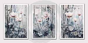 Watercolor floral backgrounds set. Modern loose watercolor.