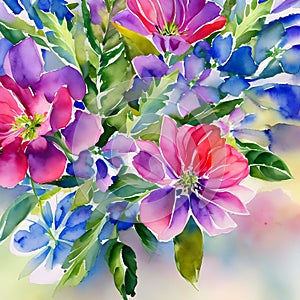 620 Watercolor Floral Bouquet: An artistic and abstract background featuring a watercolor floral bouquet in soft and blended col