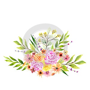 Watercolor floral bouquet in vibrant colors
