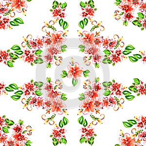 Watercolor floral composition on white background.