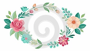 Watercolor Floral Flower Frame Vector Design for Stunning Visuals photo