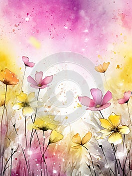 watercolor floral flowers abstract background