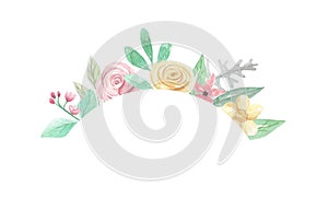 Watercolor Arch Flower Wedding Leaves Leaf Spring Summer Frame Border