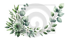 watercolor floral frames flower with green eucalyptus leaves cli