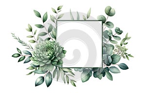 watercolor floral frames flower with green eucalyptus leaves cli