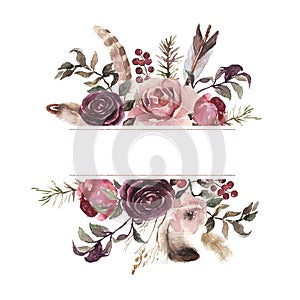 Watercolor floral illustration - flower frame / border / header