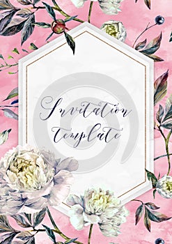 Watercolor Floral Invitation Card Template