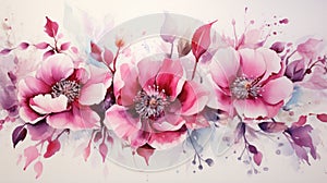 Watercolor Floral Motive on Texture Paper AI Generated