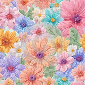 Watercolor floral pattern design Generative AI.