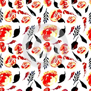 Watercolor Floral Repeat Pattern. Can be used as a Print for Fabric, Background for Wedding Invitation