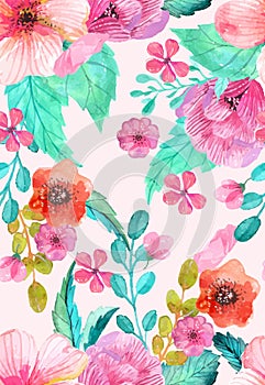 Watercolor floral seamless pattern