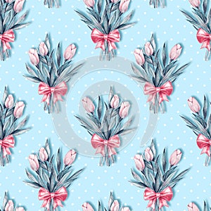 Watercolor floral seamless pattern. Bouquet of flowers 1