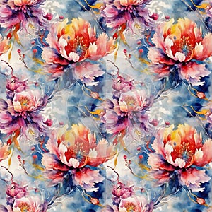 watercolor floral seamless pattern, floral background