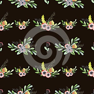 Watercolor floral seamless pattern Hand drawn background