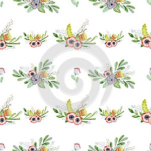 Watercolor floral seamless pattern Hand drawn background