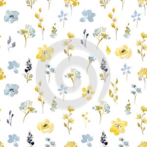 Watercolor floral vector seamless pattern