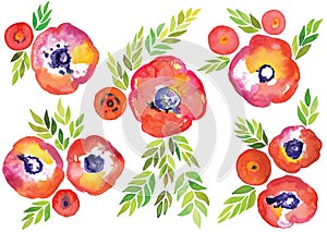 Watercolor floral vector, Spring and summer watercolor vector textures, hand drawn decorative set, watercolor patterns